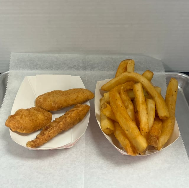 Kids Chicken Fingers and Fries.